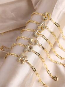 Customized Letter Bracelet Initial Letter Bracelet Women A-Z Alphabet Adjustable Chain Bracelets Golden Personalized Bubble Name For Women, Custom With Charm, Gold Plated Cuff Bracelet, Handcrafted Keepsake Jewelry Gift & Friend Dainty Strand Beaded Crystal Charm Gifts Mother's Day Christmas