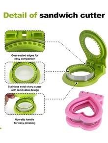 1 pieza Cortador de sándwich, Cortador de sándwich redondo, Corta fácilmente pan blanco, pan integral - Cortador de sándwich para desayuno y lonchera, Cortador de pan con mango de agarre fácil. - Multicolor - Ver 3