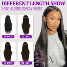 Put And Go Glueless 5*5 Lace Closure Wig And 13X4 13*6 Lace Front Straight Wig For Women Pre Plucked Remy Glueless Brazilian HD Transparent Lace Frontal Wig 200% Density Long Length Human Blended Hair Lace Wigs Natural Black Color - Natural & Black - View 41