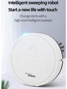 Robot de limpieza al vacío y trapeador 3 en 1, succión fuerte, 60 minutos de duración, delgado, bajo ruido, ideal para el cabello duro de mascotas y la limpieza diaria, cambio de dirección automático al encontrar obstáculos - barrido aleatorio, batería de litio de 400 mAh, carbonizado USB, limpiador de cabello de mascota