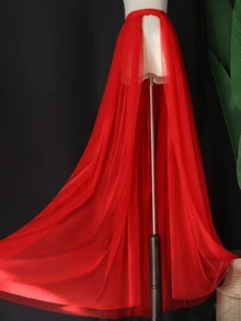 1pc Women's Sheer Double Layer Mesh Tulle Skirt, Halloween, Wedding Dress Accessory, Photo Shoot, Performance Wear