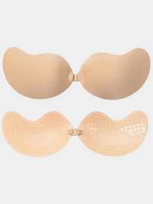 1 par de sutiã adesivo push-up com bojo manga: sutiã invisível sem costas e sem alças, pasta de silicone autoadesiva sem costura para mamilos, para roupa íntima feminina, vestido, lingerie de casamento de verão