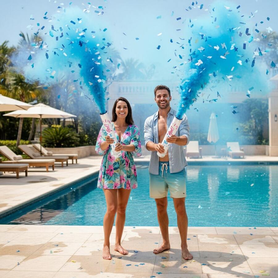Confetti Popper For Parties - Blue Gender Reveal Confetti To Announce Reveal Parties, Perfect For Celebration Surprises & Photo Moments - Blue - View 1