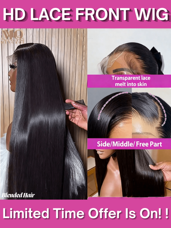 شعر برازيلي عذراء بكثافة 200% باروكات شعر بدون غراء 8-34 بوصة باروكات بدون غراء مزيج شعر بشري مسبق التشذيب والقص 13*6 13*4 4*4 5*5 للارتداء والذهاب باروكة بدون غراء HD مستقيم أمامي من الدانتيل باروكات مزيج شعر بشري للنساء خط شعر طبيعي بدون غراء أسود طبيعي