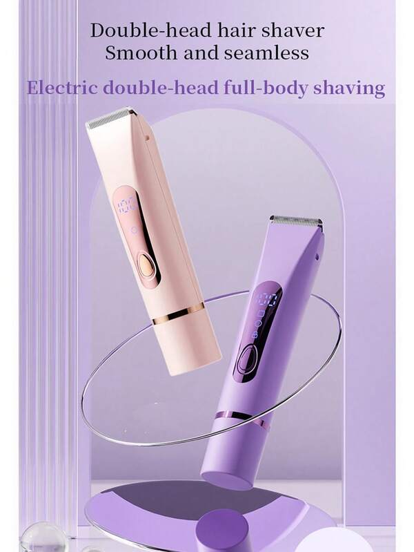 2-en-1 Rasoir électrique, pour les bras/jambes/abdomen/zones sensibles, utilisation sur tout le corps, interface Type-C, rechargeable USB, écran LED, design peau-friendly, compact et portable, tête de lame arrondie épouse les contours du corps, longue durée, unisexe