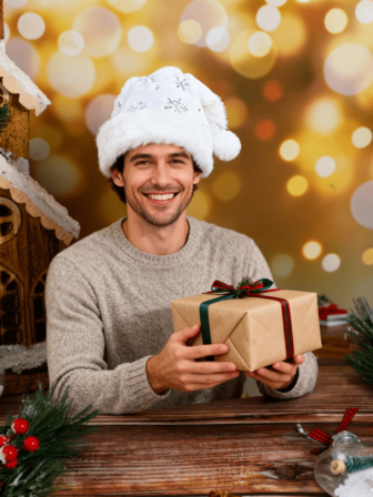 1 件白色雪花圣诞帽，圣诞装饰，豪华毛绒亮片刺绣圣诞帽