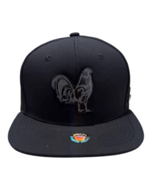 Gorra Semicurva Tumbada Placa Metalica "El Gallo" - Blanco y Negro - Ver 2