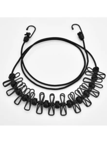 1 opakowanie przenośnej linki do bielizny z 12 klamerkami, regulowana elastyczna linka do bielizny na kemping, wiatroodporna, elastyczna, zwijana linka do bielizny na podwórko, do hotelu w kurorcie, suszenia ubrań na balkonie - Wielokolorowe - Zobacz 16