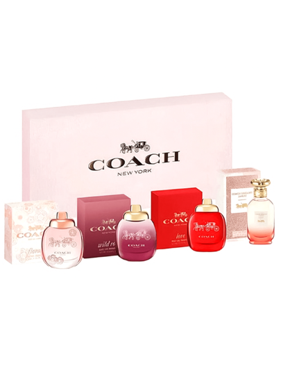 Coach 4 Pcs Mini Set For Women (Floral 4.5ml+Wild Rose 4.5ml+Love 4.5ml+Dreams Sunset 4.5ml) Perfume Perfumes Travel Essentials Sets 4 Piece Set Four Piece Set 0.15oz/4.5ml*4 PerfumeSet Feminine Floral Giftable Girlfriend Wife Mother Friend Birthday Graduation Party Travel Camping Outdoors School Campus Trip Festivals Anniversary Fall Autumn Helloween Fall Looks Sweet Style Romantic Elegance Natural Type Versatile