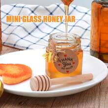 Mini potes de mel com concha, potes de vidro hexagonais para mel com tampa, potes de vidro para açúcar, potes herméticos de vidro para cozinha, 1,5/2/3 oz, várias opções de capacidade, vem com pingente de abelha, corda de juta, etiquetas para cartão, ótimo para presentes de chá de bebê, lembrancinhas de casamento, presentes para festas