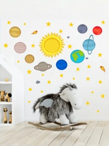 1 Set Outer Space & Stars Glow-In-The-Dark Wall Stickers, Decorative Luminous Wall Decals