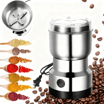 Molino Electrico Molino Pulverizador Electrico Molino de Café Eléctrico Molinillo de Especias en Polvo Molinillo de Especias en Polvo de Grano Doméstico Pequeño Revestimiento interior de acero inoxidable 304 y 4 cuchillas afiladas Molienda de Alta