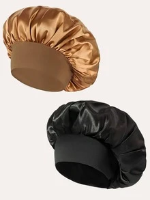 Awegeo 1/2/4/6/8Pcs Women's Bonnet Solid Color Satin Bonnet, Casual And Comfortable Sleep Cap