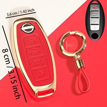 Zinc Alloy Key Fob Cover, Fit For Nissan 4-Button Key Fob Protector (With PU Keychain), Zinc Alloy Key Case, Metal Key Holder Cover, Fit For Nissan Altima Sentra Maxima Rogue Armada Pathfinder Infiniti Smart Remote, Gift, Gold, Red, Pink - Multicolor - View 9