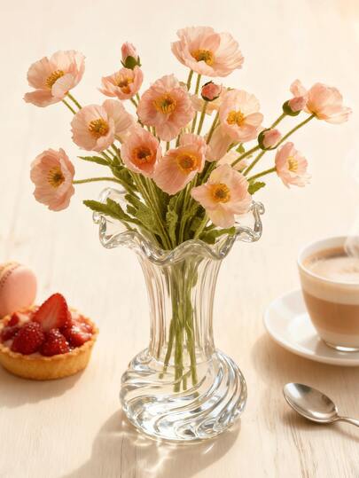 1/3/5pcs Artificial Poppy Flowers, Gifts For Women,Fake Silk Poppy Flower Bouquet For Wedding, Christmas Decorations Home,Room Decor,Birthday Gifts,Autumn Decor,Kitchen Decor,Table Decoration,Desk Decoration