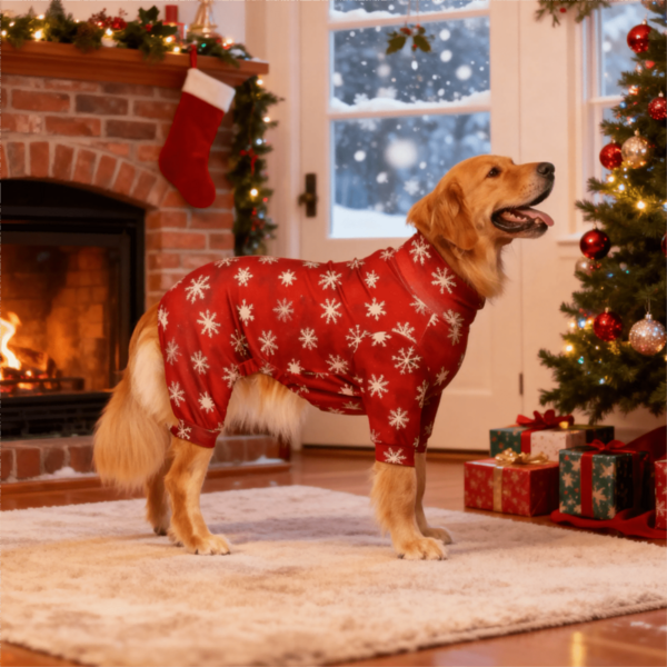 Pijama de Natal para Cachorro, Fantasia Engraçada de Natal para Cachorro, Pijama de Natal para Filhote, Roupas de Natal para Filhote, Pulôveres para Cachorro, Presente de Natal para Filhote, Roupas para Cachorro, Roupas para Cachorro, Pijama para Cães de Pequeno, Médio e Grande Porte, Ultra Macio e Elástico, Estampa Completa - Padrão Natalino, P-6GG
