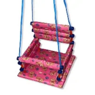 Balanço de Madeira Forrado, Com Corda,  Infantil, Criança, Colorido, Resistente, Suporta até 31 kg