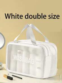 2 piezas Bolsa de maquillaje Organizador de viaje Bolsa de brochas de maquillaje Material de PVC transparente Bolsa de tocador portátil Bolsa de almacenamiento de cosméticos Bolsa de playa, Esencial de viaje - Multicolor - Ver 19