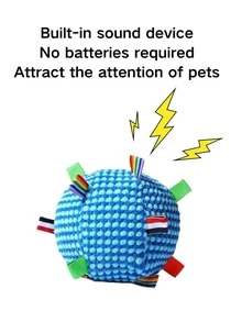 1pc Blue Plush Dog Toy With Sound, Blue Bell Chew Toy Ball, Washable High-Quality Material, Interactive With Owner, Durable Anti-Bite, Sleep Companion Dog Toy, Happy Puppy Game, Dog Chasing Toy - Multicolor - View 2