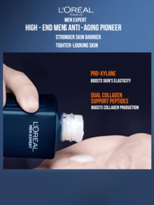 LOREAL Men Expert Age Protect Skin Firming Lotion 50/145ml, Serum-In-Moisturizer, Advanced Anti-Aging Formula With Blue Copper Peptide, Pro-Xylane, Moisturizing & Anti-Wrinkle, Effectively Tighten Skin, Collagen Rebuild, Goodbye Sagging, Suitable For Daily & Travel Use, Available In Full Size & Travel Mini