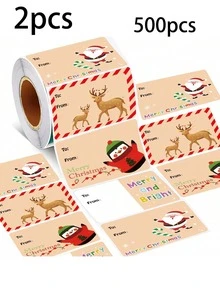 500pcs/Roll Christmas Gift Label Stickers 5.08cm X 3.81cm, Writable Self-Adhesive Multi-Purpose Holiday Decoration Labels For Holiday Gift Packaging, Daily General Self-Adhesive Labels, Multi-Style,Christmas Decorations,Christmas ,Christmas Crafts - Multicolor - View 9