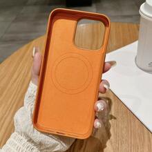 1pc Leather Case Cover For IPhone 11 12 13 14 15 16 Pro Max Plus Leather Magnetic Compatible With Inductive Charging Premium Luxury Protection - 淺粉色 - 查看 4