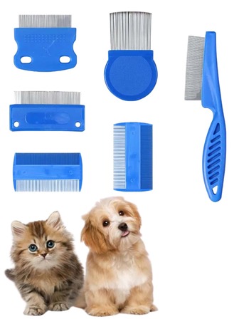 3/6 PCS Pet Grooming Set Blue Comb, Stainless Steel Floating Hair Comb Dense Teeth To Remove Jumping And Clean The Comb, Remove Stray Hair, Solve Cat And Dog Hair Tangles, Excellent Materials, Pet Necessities
