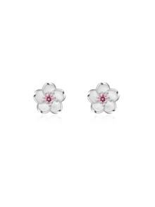 2pcs/Set Luxury S925 Sterling Silver Pink Purple Peach Blossom Necklace, Vintage Elegant Jewelry, Lucky Romantic Flower Choker Necklace, Gift For The Most Beautiful Her, Comes With Delicate Gift Box, Suitable For All Seasons Everyday Wear - Silver - View 13