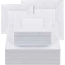 25/20/5pcs White Square Dessert Plates, Appetizer Plates, Hot Pot Plates, Stir Fry Plates, Heat-Resistant Dinnerware, 7inch/9.5inch, Suitable For Birthday, Wedding, Party, Various Events - White - View 1