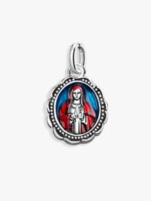 1pc Minimalist & Unique 925 Sterling Silver Enamel Guadalupe Virgin Mary Pendant, DIY Jewelry, Exquisite Gift For Men & Women