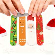 NEW Christmas Themed Nail Files Set - Festive Santa, Gingerbread Man & Holiday Patterns, Random Delivery Manicure Tools Random Delivery - Multicolor - View 1