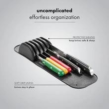 1PC Space-Saving Kitchen Knife Holder With Adjustable Dividers Dishwasher Storage For Countertops Kitchenware Rack - Black - View 4