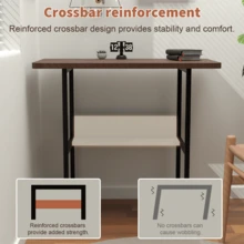 Lislark Computer Desk Table, Office Desk, Study Writing Small Desks With Storage Shelf Keyboard Tray, Gaming Desks For Home Bedroom Office Table Workstations, 80x72x40cm - Black oak color - 查看 4