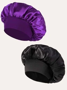 Awegeo 1/2/4/6/8Pcs Women's Bonnet Solid Color Satin Bonnet, Casual And Comfortable Sleep Cap