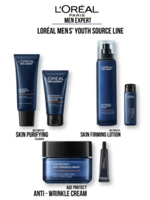 LOREAL Men Expert Age Protect Skin Firming Lotion 50/145ml, Serum-In-Moisturizer, Advanced Anti-Aging Formula With Blue Copper Peptide, Pro-Xylane, Moisturizing & Anti-Wrinkle, Effectively Tighten Skin, Collagen Rebuild, Goodbye Sagging, Suitable For Daily & Travel Use, Available In Full Size & Travel Mini