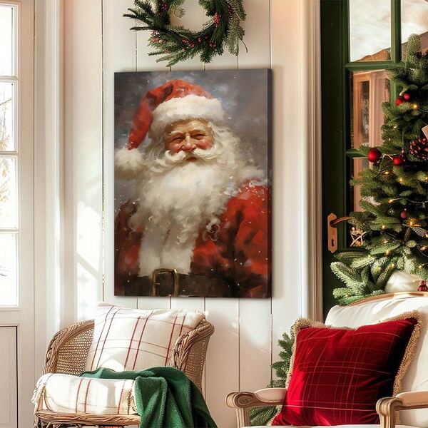 1pc Frameless Traditional Santa Claus Wall Arts Posters Christmas High Definition Giclee Print Wall Hanging, Multipurpose Festive Decor For Bedroom, Living Room