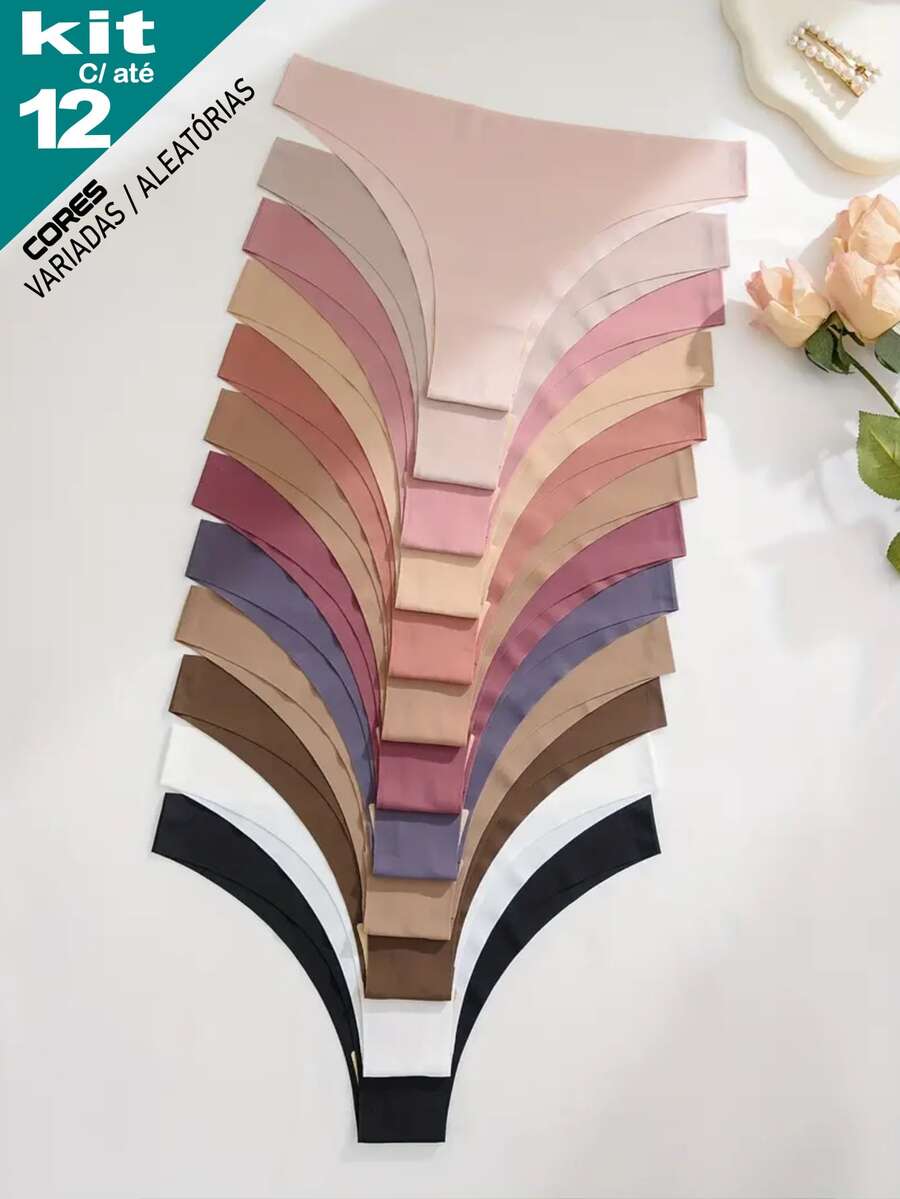 KIT With 12 PCS SEAMLESS PANTIES No Marks No Annoyance Extreme Comfort Polyamide And Spandex Lingerie Panties - 彩色 - 查看 1