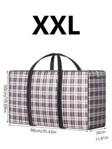 1pc Extra Large Capacity Portable Luggage Bag, Super Spacious Clothes Storage Bag, Oxford Cloth Waterproof Patterned Reusable Zipper Organizer Bag For Autumn/Winter Clothing, Bedding, Travel, Back To School, Dorm, Moving, Christmas, Thanksgiving, Santa Claus Gift, Heavy Duty Tote Bag. Travel Bag, Suitable For Business Trip, Holiday, Multifunctional Travel Luggage Bag, Unisex Weekend Travel Bag.