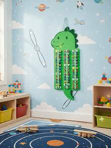 1PC Dinosaur Shaped Car Organizer, Kids Wall Hanging Toy Storage For Matchbox Cars, Green Felt Race Car Display Holder, Nursery Playroom Wall Decor With Individual Pockets.