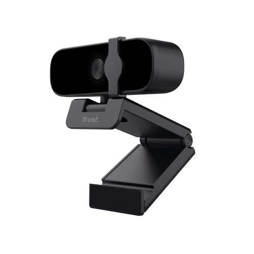 Trust Tanor 網路攝影機 1080p 附麥克風和隱私過濾器，USB 網路攝影機，固定焦距 30 FPS，85% 再生塑料，適用於筆記型電腦 Mac Windows Skype Zoom Teams 的網路攝影機 - 黑色 - 查看 3