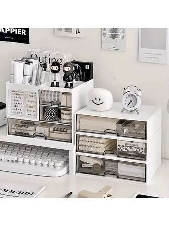 Minimalist Desk Drawer Pen Holder - Large Capacity Stationery Organizer, DIY Assemble As Shelf For Office, School Or Dorm