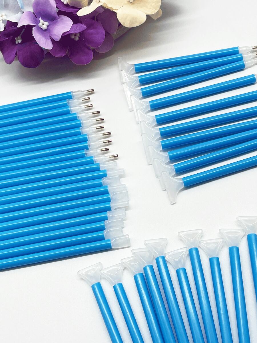 10pcs Diamond Painting Tools Pens, Cross Stitch Diamond Drawing Tools, Multi-Size Options - 1 Drill, 3 Drills, 6 Drills, 9 Drills, High Efficiency, Suitable For DIY Diamond Painting, Nail Art Rhinestone Decoration - Blue - View 1