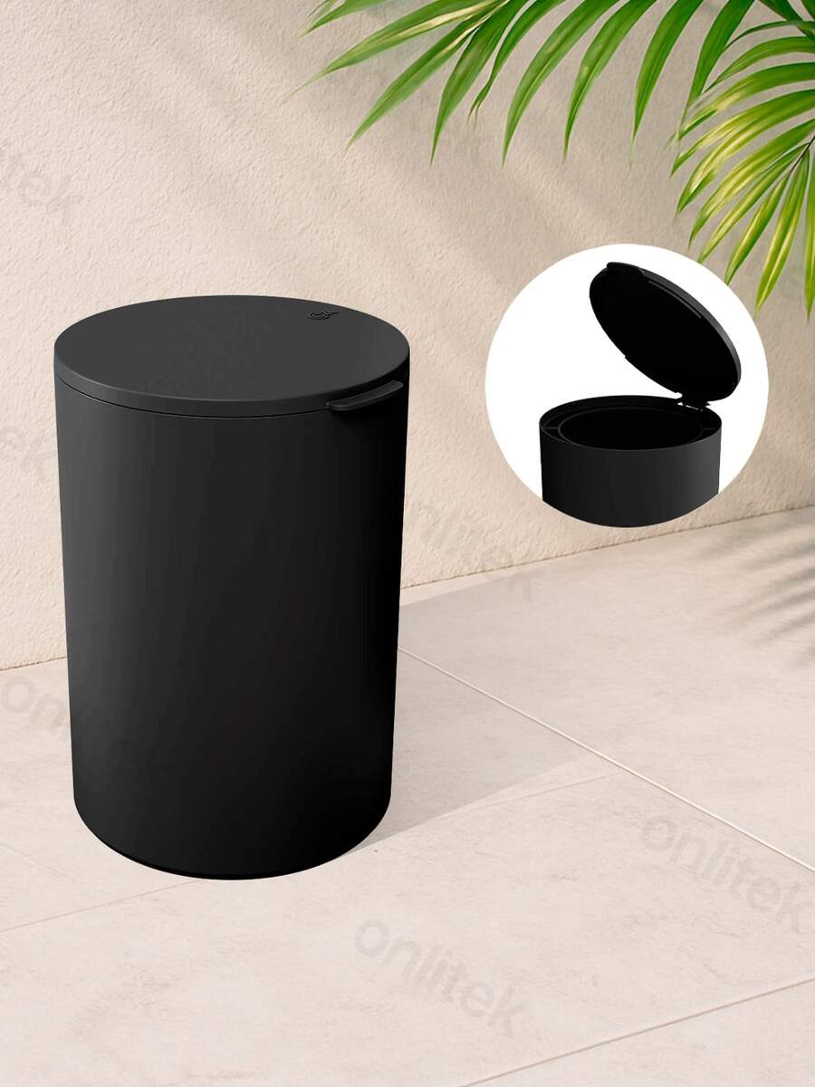 Trash Can With Lid 5 Liters Multipurpose Kitchen Bathroom / Kitchen / Office - 黑色 - 查看 1