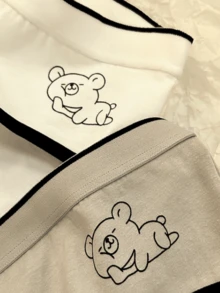 Tween Girl 3pcs Cartoon Graphic Contrast Binding Panty - Multicolor - View 6