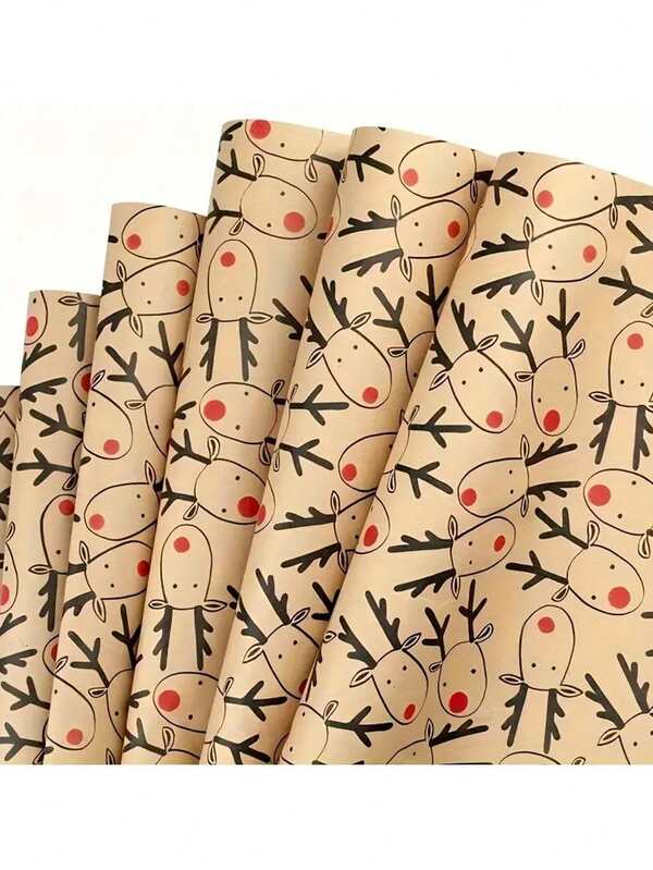 Large-Sized 3m Roll Of Christmas Kraft Paper Gift Wrapping Paper With Deer Patterns, Suitable For Christmas Party Gifts, Birthdays, Graduation Ceremonies, Gift Decoration Wrapping Paper, Thin Paper, Flower Arrangement Supplies, Gift Wrapping Paper.