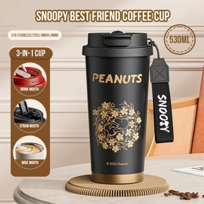 Premium 530ML Black Snooply Coffee Cup with 316 Stainless 鋼鐵Your Coffee Collection