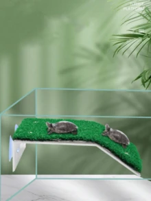 1pc Artificial Grass Platform Suitable For Turtles To Rest, Basking, And Climbing, Decor For Turtle Aquarium, Habitat