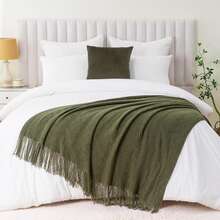 Lightweight Knitted Blanket, Suitable For Camping, Air-Conditioned Rooms, Shawl, Spring/Summer - Dark Green - View 7