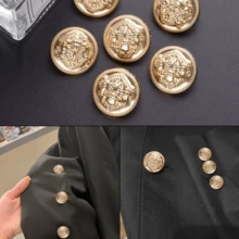 2/5 件复古装饰纽扣，图案塑料纽扣，适用于手工缝纫、高端外套、夹克、毛衣、针织 DIY 纽扣 - 金色 - 查看 11