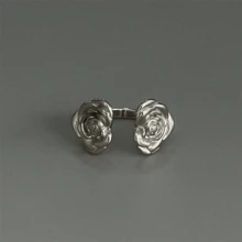Aritio 1 件 18K 镀金不锈钢玫瑰花开口戒指，送给女士的优雅礼物，适合日常佩戴和婚礼 - 玫瑰花戒指 - 查看 10